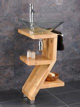 Trapani Glass Wash Basin with Wooden Pedestal